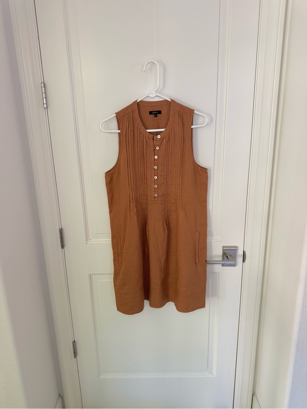 Quince European Linen Sleeveless Swing Dress size Large Brown Terracotta